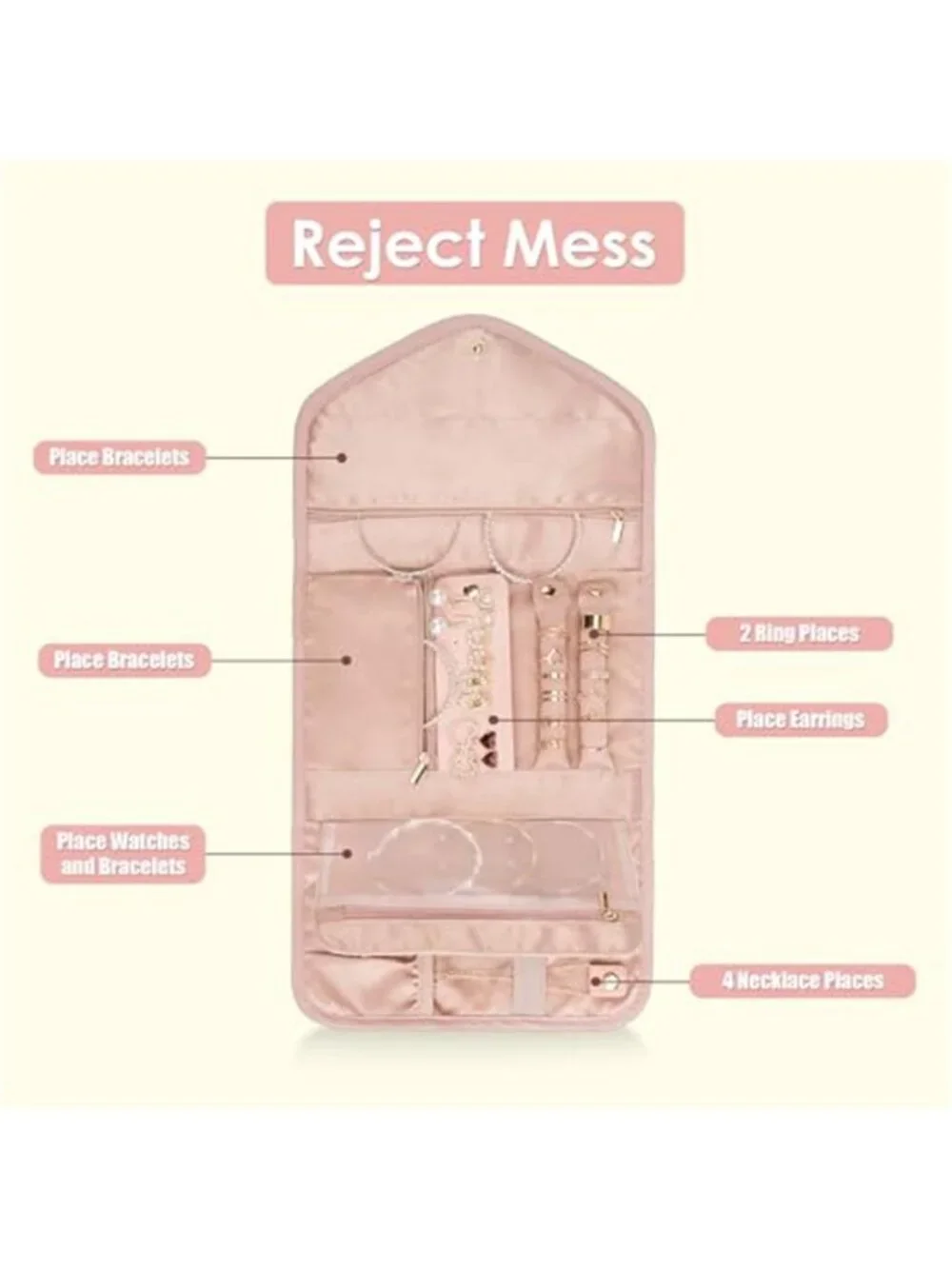 Travel Jewelry Roll Organizer Case Necklace Ring Earring Storage Velvet Pouch